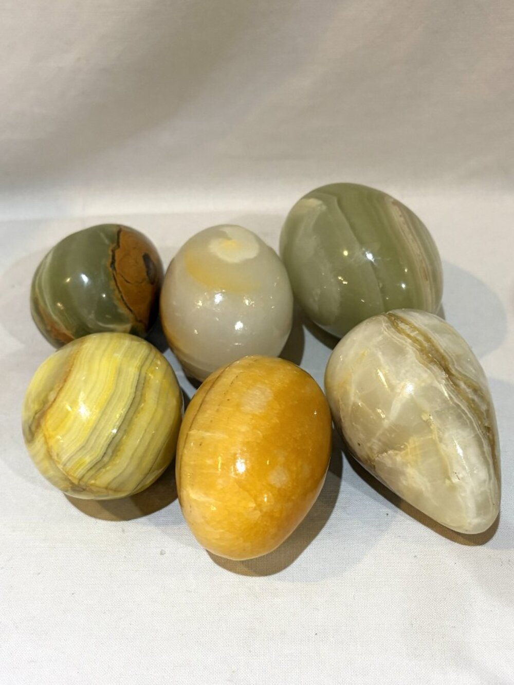 Set of 6 Alabaster Marble Eggs 2.5"-3" Easter Spring Decor